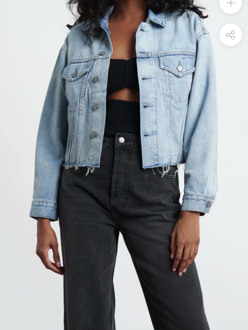 Boyish THE HARVEY SHE'S ALL THAT Women's Small Cropped Distressed Denim Jacket